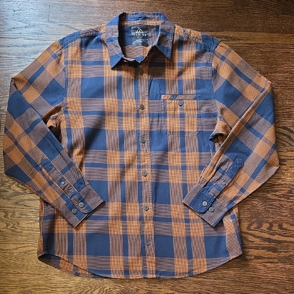 Alpine Design Navy and Rust Plaid Shirt